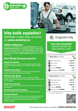 V&iacute;te kolik zaplat&iacute;te? - &Scaron;koda Economy Servis