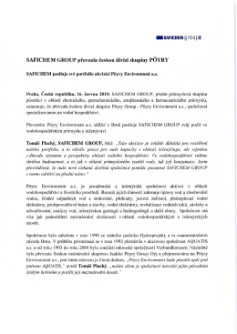 SAFICHEM GROUP převzala českou divizi skupiny PöYRY