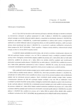 Dopis MPO - Energetický regulační úřad