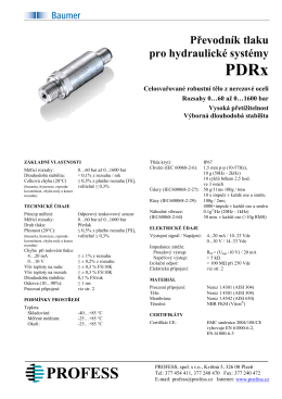 Převodník tlaku pro hydraulické systémy PDRx