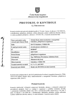 protokol o kontrole - Střední škola elektrotechnická a energetická