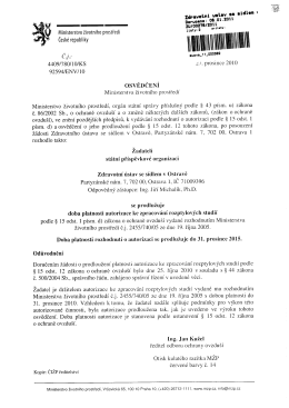 Autorizace ke zpracování rozptylových studií (Ing. Michalík)