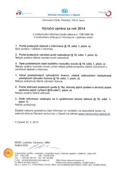 Výroční zpráva za rok 2014 - Slezská nemocnice v Opavě, po