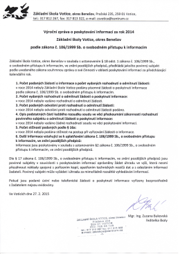V&yacute;ročn&iacute; zpr&aacute;va - poskytov&aacute;n&iacute; informac&iacute; 2014