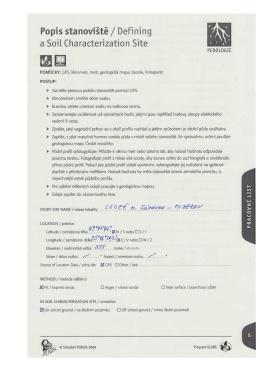 Popis stanoviště / Detining