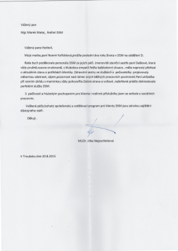 Poděkování za péči od MUDr. Nejeschlebové