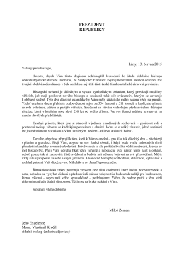 Blahopřání prezidenta republiky Miloše Zemana