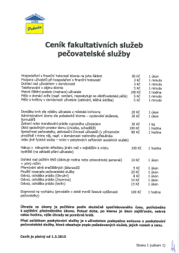 Ceník fakultativních služeb - Centrum sociálních služeb pro seniory