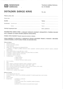 DOTAZN&Iacute;K D&Aacute;RCE KRVE - Nemocnice Hořovice