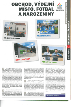 OBCHOD, V&Yacute;DEJN&Iacute; M&Iacute;STO, FOTBAL A