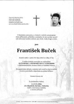 Smuteční oznámení pan František Buček