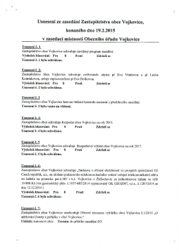 Usnesení ze zasedání Zastupitelstva obce Vojk