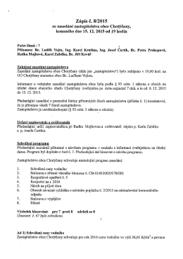 Zápis č. 8/2015 ze zasedání zastupitelstva obce Chotýčany