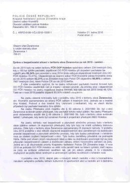 Zpr&aacute;va o bezpečnostn&iacute; situaci v teritoriu obce Žeranovice za r.2015