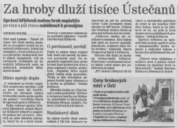 Za hroby dluží tisíce Ústečanůi