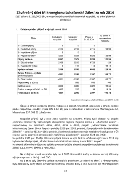 Závěrečný účet Mikroregionu Luhačovské Zálesí za rok 2014