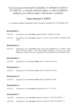 Výpis má pouze informativní charakter. S ohledem na zákon č.
