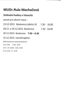 Ordinační hodiny o Vánocích: pouze pro akutní stavy: