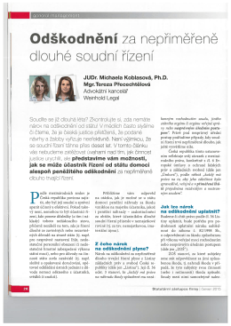 Odškodnění za nepřiměřeně dlouhé soudní řízení