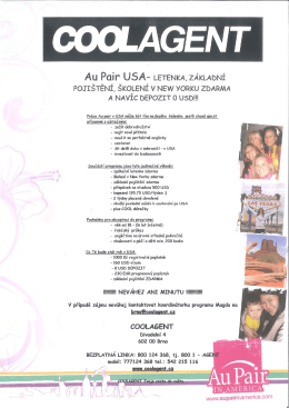 Au Pair` USA- LETENKA,ZÁI<LADNÍ