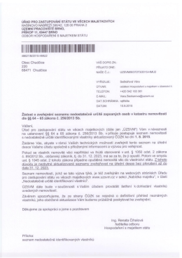 Žádost o zveřejnění seznamu nedostatečně určitě zapsaných osob v