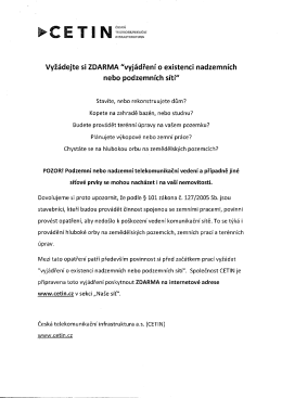 Vyžádejte si ZDARMA "vyjádření o existenci nadzemních nebo