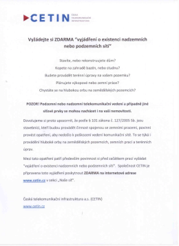 Vyžádejte si ZDARMA “vyjádření o existenci nadzemních nebo