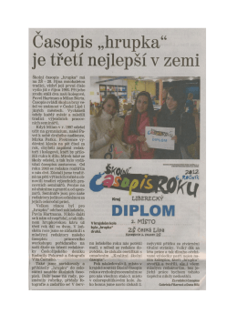 Časopis hrupka byl třetí nejlepší