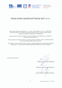Etick&yacute; kodex společnosti Kyklop spol. S.r.o.