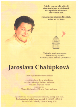 Smuteční oznámení p.Chalúpková