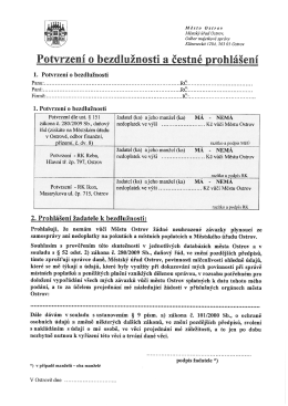 Potvrzení o bezdlužnosti a čestné prohlášení