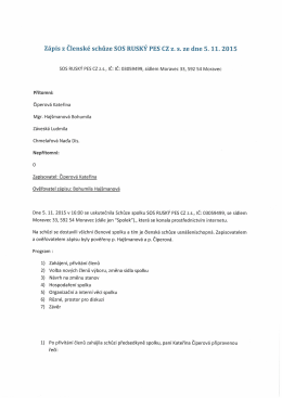 Zápis z Členské schůze SOS RUSKÝ PES CZ z. s. ze dne 5. 11. 2015