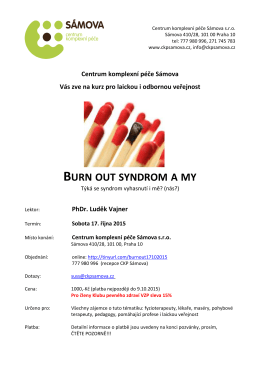 Pozvánka Burn out syndrom a my 17.10.2015