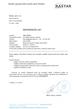 Referenční list  - Rastar