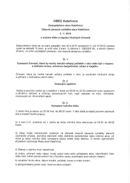 OZV o nočním klidu a regulaci hlučných činností