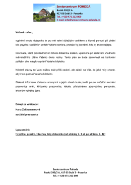 V&aacute;žen&aacute; rodino, - Seniorcentrum POHODA
