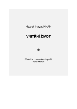 Hazrat Inayat KHAN: VNITŘNÍ ŽIVOT