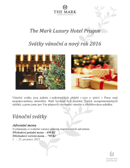 Christmas Menu - The Mark Luxury Hotel Prague