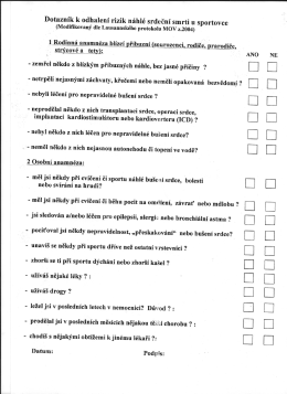 Dotazník k odhalení rizik náhlé srdeční smrti u sportovce
