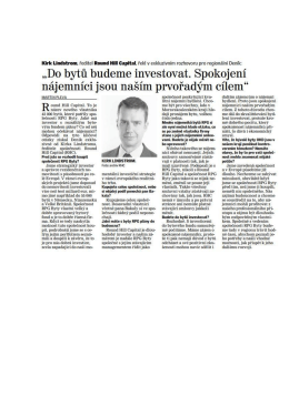 &bdquo;DO bytů budeme investovat. Spekojen&iacute; n&aacute;jemn&iacute;ci jsou