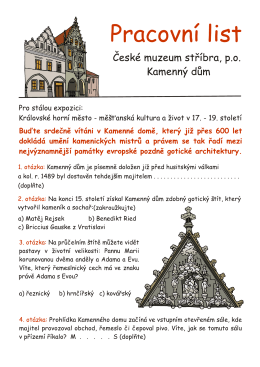 Pracovní list - České muzeum stříbra Kutná Hora