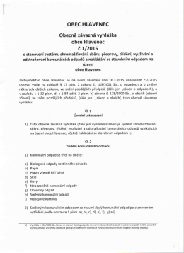 Obecně závazná vyhláška obce Hlavenec č. 1/2015