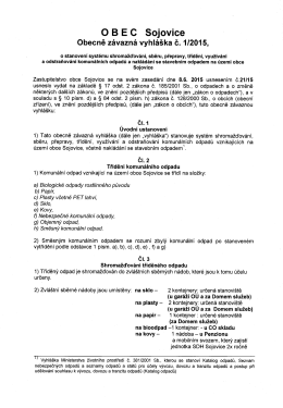 Obecně z&aacute;vazn&aacute; vyhl&aacute;&scaron;ka č. 1/2015, o stanoven&iacute; syst&eacute;mu