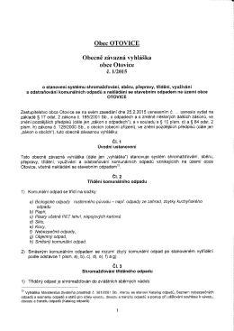 Obecně závazná vyhláška o systému nakládání s odpady v obci