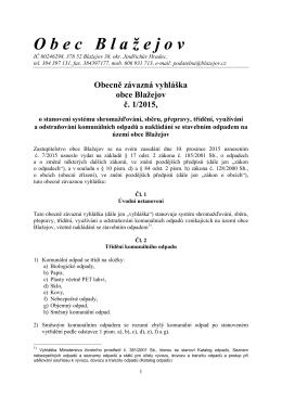Obecně závazná vyhláška obce Blažejov č. 1/2015, o stanovení