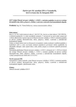 Zpráva pro XI. zasedání ZM ve Varnsdorfu, které se koná dne 26