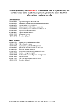 Seznam předmětů, které nebudou v akademickém roce 2015/16