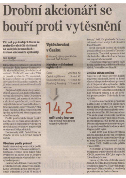 Drobní akcionáři se bouří proti vytěsnění
