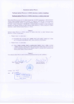 Nařízení města Přerova č. 2/2015. kterým se mění a doplňuje