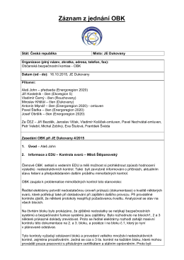 Záznam z jednání OBK - Občanská bezpečnostní komise při jaderné